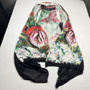 Dor Dor Couture Cardigan Artsy Floral Watercolor Drape Open Boho Knit Sweater M